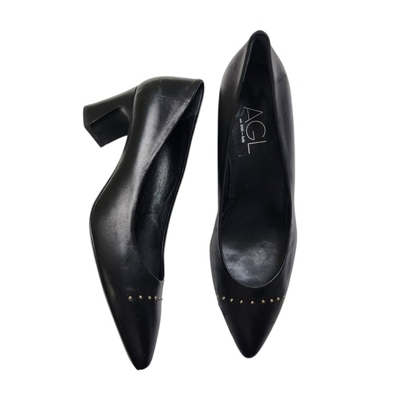 Attilio Giusti Leombruni Shoes - Attilio Giusti Leombruni Black Pointed Toe Mid Heel Pumps